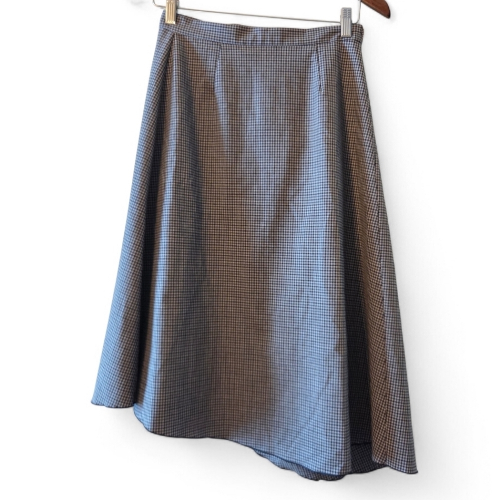 Aritzia Wilfred Houndstooth Wrap Midi Skirt Classic Chic Asymmetrical Size XS - Picture 3 of 12